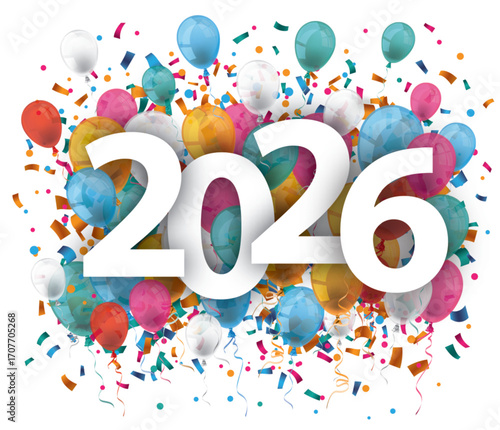 Bunte Luftballons mit Konfetti 2026