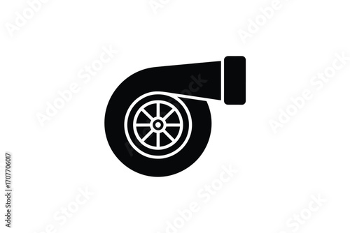 Black silhouette icon of a turbocharger