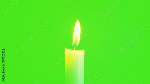 Dynamic candle flame burning brightly against a vibrant green screen, Green screen footage of a delicate candle flame swaying naturally,
Gentle Candle Flame Flicker on Green Screen.