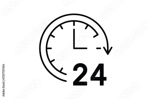 Simple line art icon of a 24 hour clock