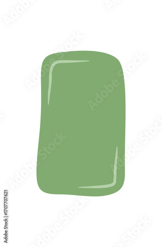 Hand drawn wavy rectangle patch badge in blank organic fluid frame style. Green background as unique label and text element, minimal and clean badge template for creative card or cover.
