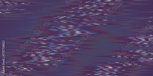 Abstract background with colorful glitch effect from pixels on dark screen. Digitall color RGB noise error video frames. VHS, TV effect concept.