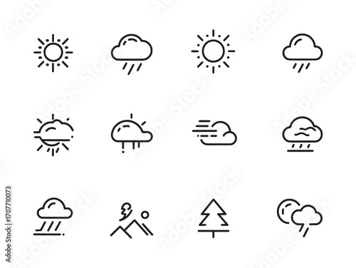 Weather Forecast Line Art Storms Approaching Quickly