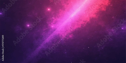 Blue cosmic nebulae and bright stars illuminate the dark night sky, creating a breathtaking abstract galaxy
