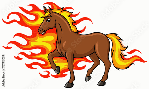 Illustration of a red fire horse as a symbol of 2026 on an isolated background