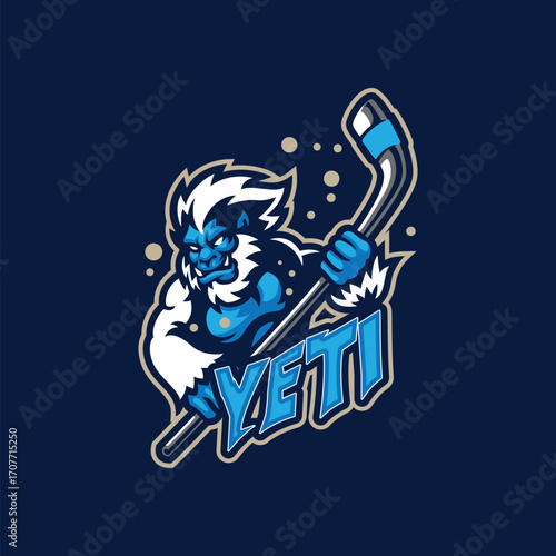 Yeti mascot logo design vector. Yeti hockey illustration.