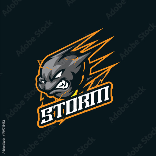 Storm mascot logo design vector. Angry storm illustration.