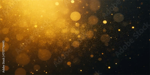 Rain drops on window glass with blurred golden holiday lights and bokeh glow