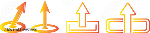 Set of Gradient Up Arrow and Upload Icons in Orange and Yellow