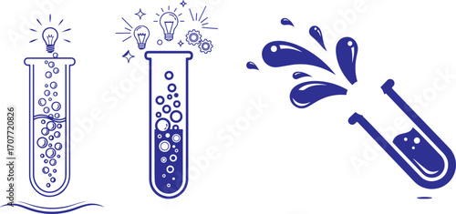 Scientific Innovation and Discovery Concepts with Test Tubes, Ideas, and Reactions