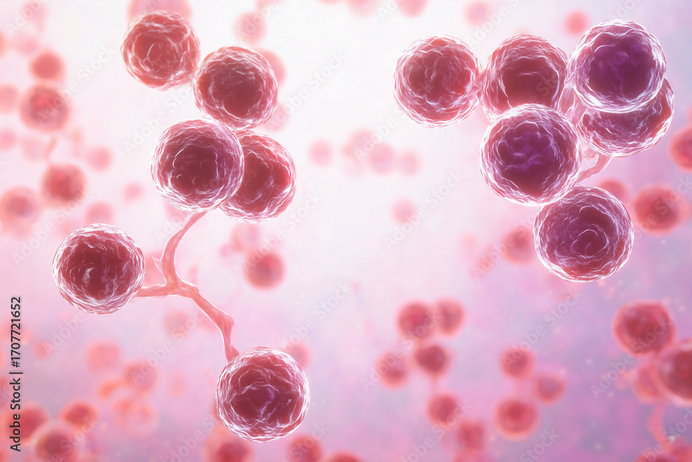Fototapeta premium 3D illustration of Candida auris yeast cells, a multidrug-resistant fungal pathogen. Ideal for topics on healthcare-associated infections, mycology, and antifungal resistance awareness