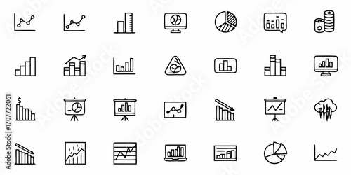 Collection of hand drawn business charts and graphs representing data analysis and financial information display