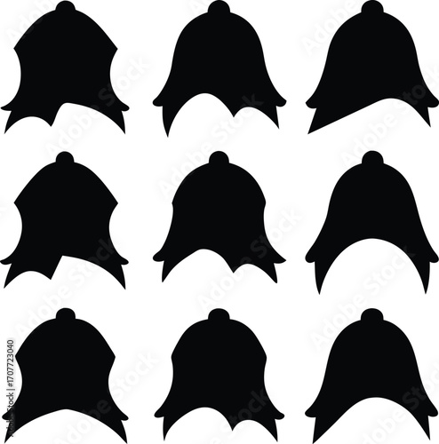 Black Silhouette Bell Shapes: Decorative Design Elements Collection