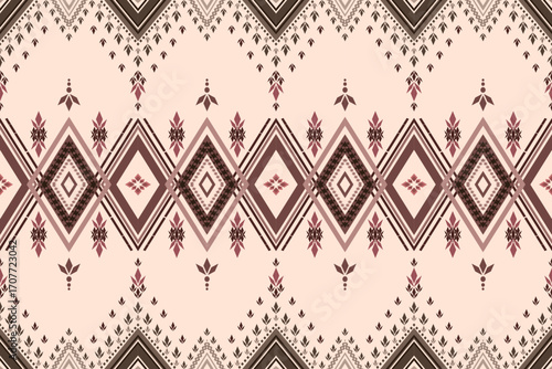 Ikat ethnic embroidery geometric abstract Aztec element seamless pattern. Native decorative oriental traditional design for fabric, clothing, wallpaper, background, texture, interior, decoration