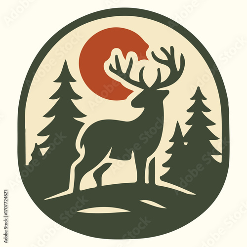 Stag in the Pines – Outdoor Wilderness Adventure Icon