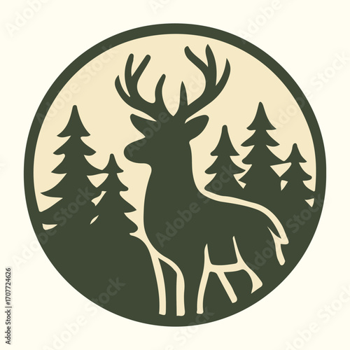 Deer in the Forest – Vintage Hunting & Nature Badge