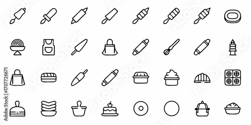 Charming collection of baking and culinary icons, perfect for adding a delightful touch to your creative projects and digital designs, inspiring sweet creations