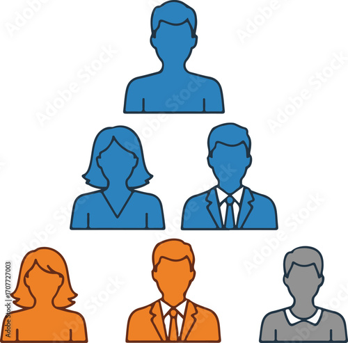 Hierarchical Arrangement of Diverse People Profile Icons