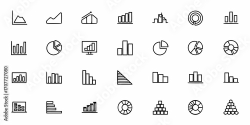 Dynamic collection of modern business charts and graphs representing data analysis, growth trends, and financial insights for impactful presentations and reports