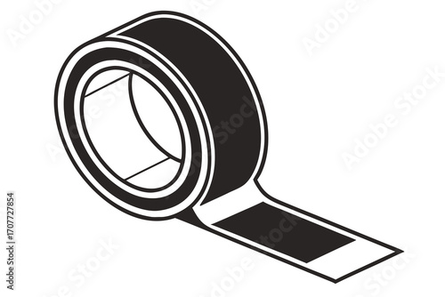 Black and white illustration of a roll of tape.