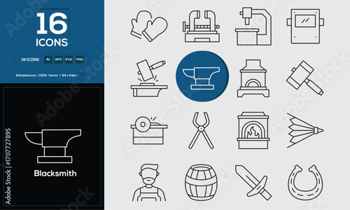 Black Smith Versatile Vector Icons Collection for Infographic Design
