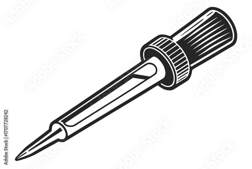 Black and White Pipette Illustration.