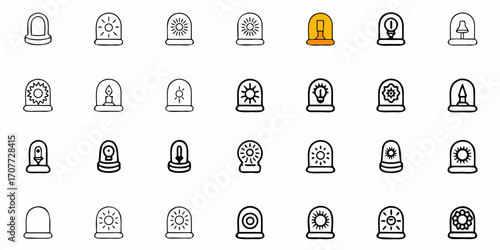 Essential alert siren and beacon icons collection for immediate notification and emergency warning systems, perfect for safety and security applications