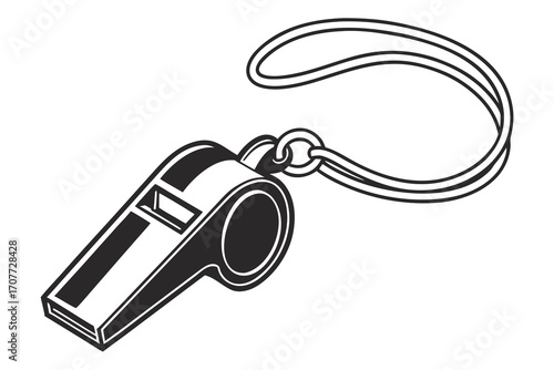 Black and White Whistle with Lanyard.