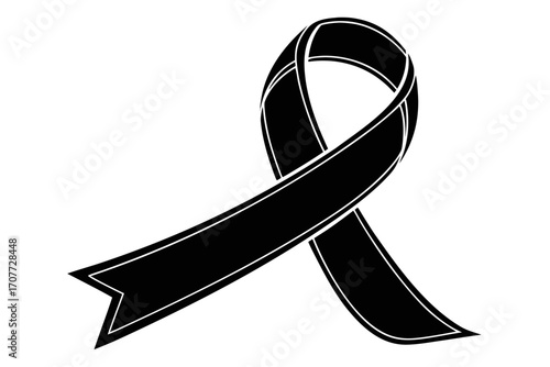 Black Awareness Ribbon Symbol.