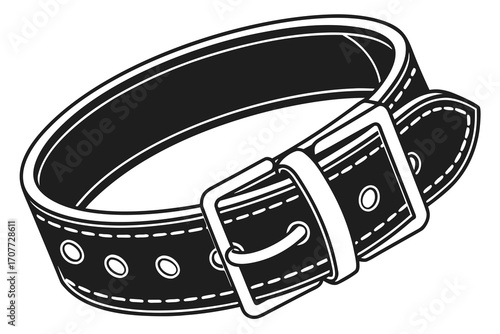 Black Leather Dog Collar with Buckle 1.