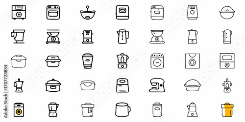 Collection of icons representing Mars exploration, rovers, and colony habitat in a grid layout