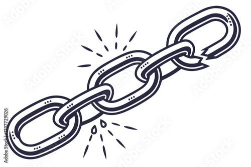 Broken Chain Link Symbolizing Freedom and Release.
