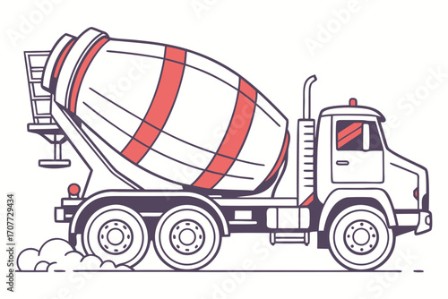 Cartoon Concrete Mixer Truck Illustration.