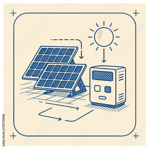 Solar Panel & Battery System – Off-Grid Power Isometric Icon