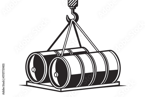 Crane Lifting Industrial Barrels for Transport.