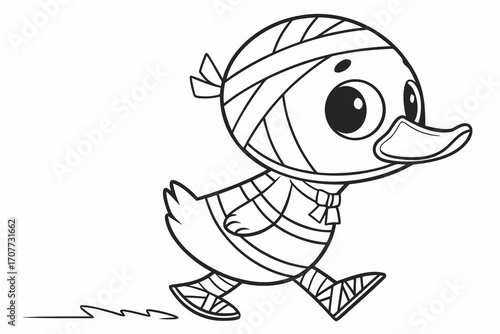 Cute Cartoon Duckling Dressed as a Mummy.