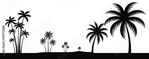 Palm Trees Vector Illustration Silhouette on White Background Tropical Island Landscape
