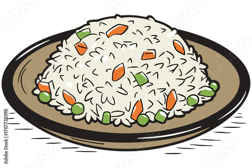 Delicious Cartoon Fried Rice Dish.