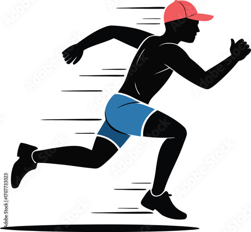 Black vector silhouette of a running man