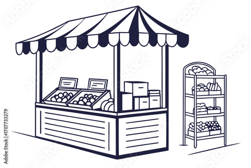 Farmers Market Stall with Fresh Produce Display.