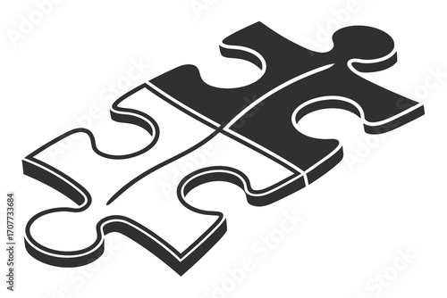 Four Connected Puzzle Pieces Graphic.