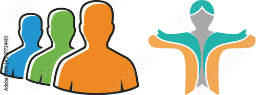 Colorful People Silhouette Vector Illustration