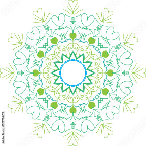 Green and Yellow Abstract Mandala Design