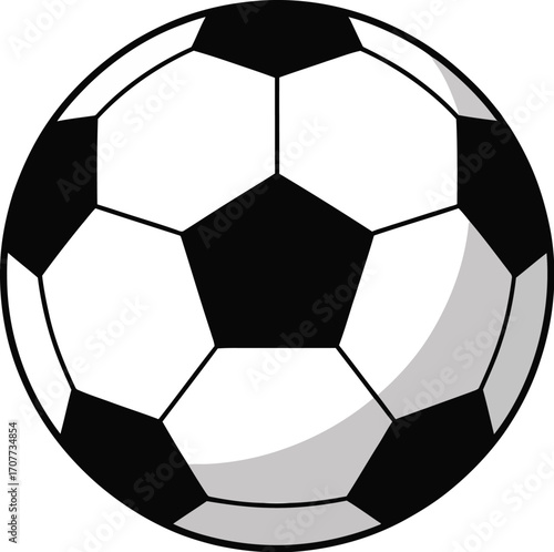 White and black leather soccer ball isolated on a white background, ready for game play