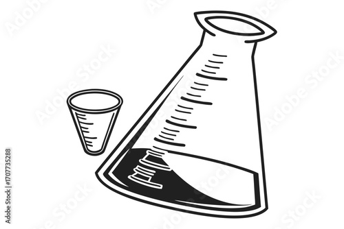 Laboratory Flask and Beaker Illustration.