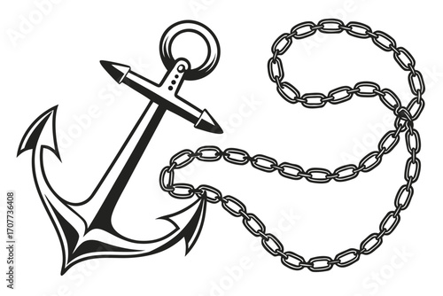 Nautical Anchor and Chain Illustration 2.