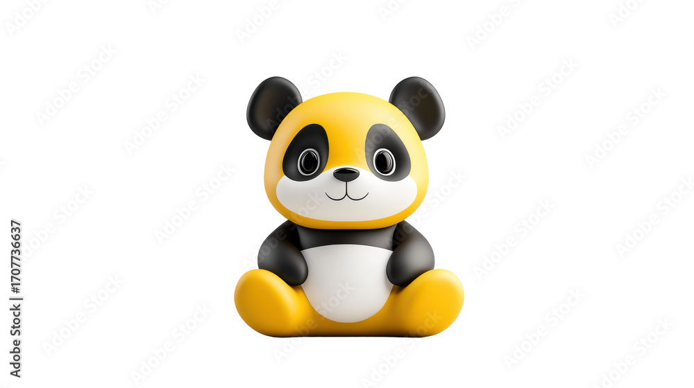 Fototapeta premium Yellow panda cartoon with playful design on a transparent background