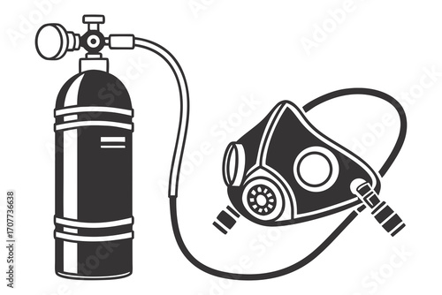 Oxygen Tank and Respirator Mask Icon.
