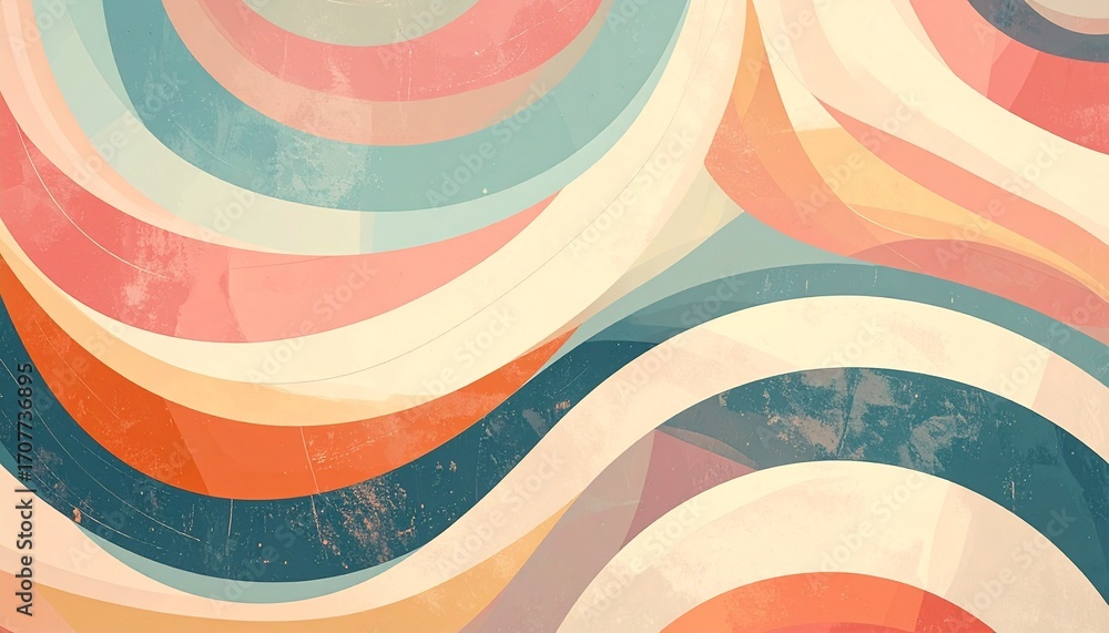 Obraz premium Abstract swirling pastel artwork with textured, wavy lines and muted color palette.