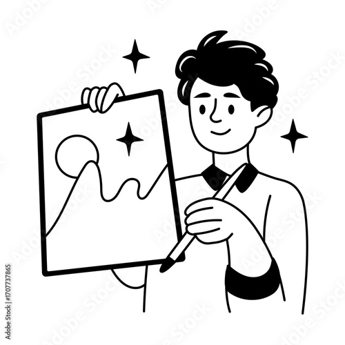 A doodle style icon representing skill master
